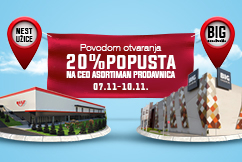 Popust 20% na ceo asortiman povodom otvaranja novih prodavnica