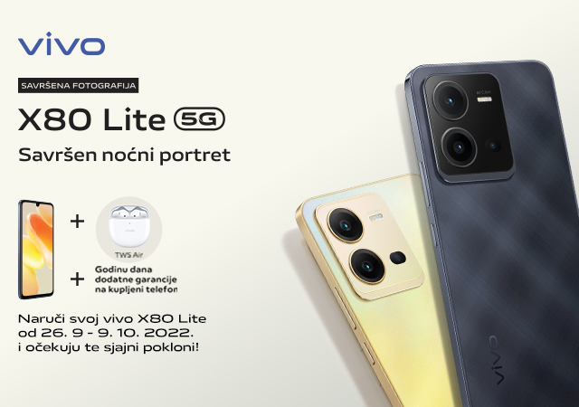 Novi Vivo X80 Lite 5G mobilni telefon uz poklone