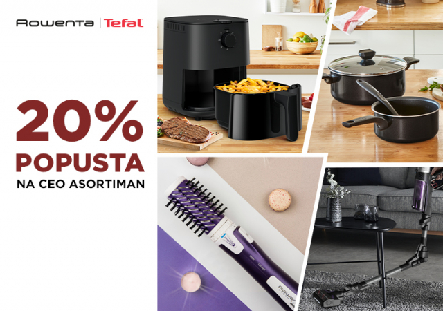 Rowenta i Tefal  - 20% popusta na male kućne i kuhinjske aparate, aparate za negu i posuđe