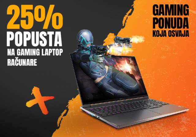 25% popusta na gejming laptop računare