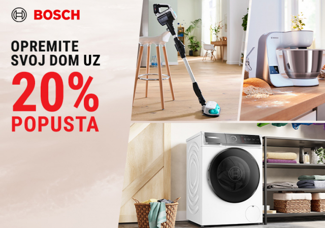 20% popusta na Bosch belu tehniku, male kuhinjske aparate i usisivače