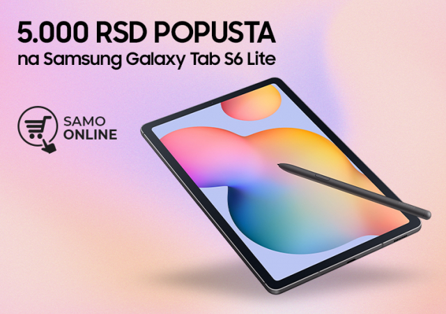 5.000 RSD popusta na Samsung Galaxy Tab S6 Lite tablet računare uz promo-kod