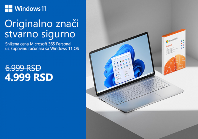 Snižena cena Microsoft 365 Personal uz kupovinu računara sa Windows 11 OS