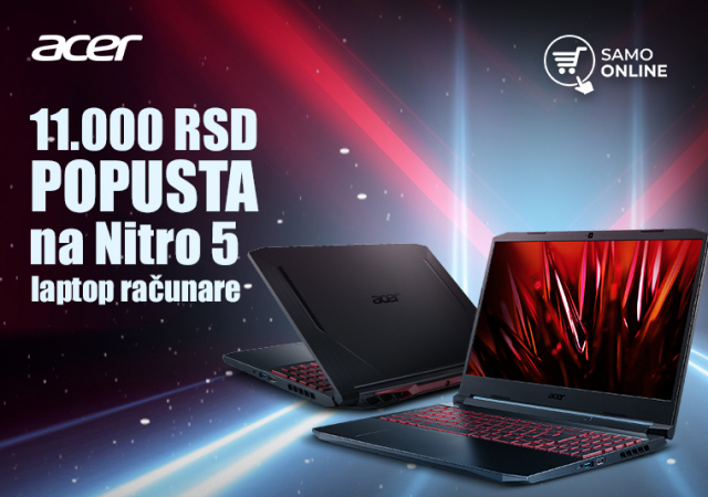 11.000 RSD popusta na Acer Nitro 5 laptopove uz promo-kod