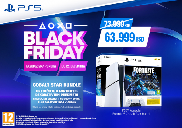 Snižena cena Sony PS5 Slim Fortnite Cobalt Star komplet konzole