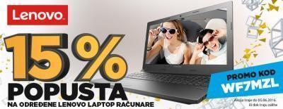 15% popusta na određene Lenovo laptop računare