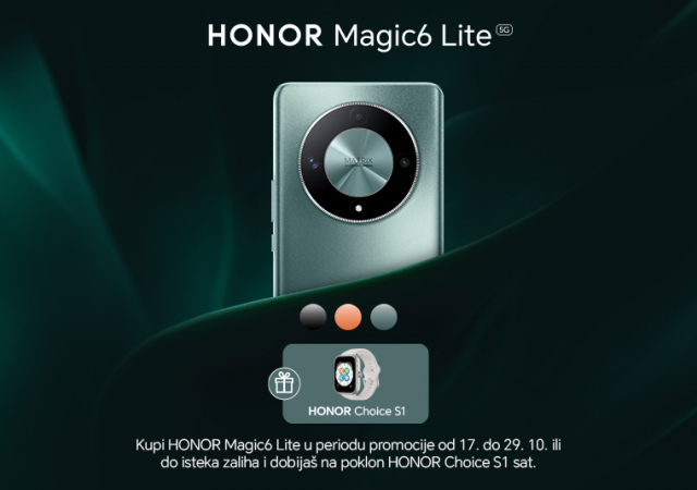 HONOR Magic6 Lite + poklon Honor Choice S1 pametni sat