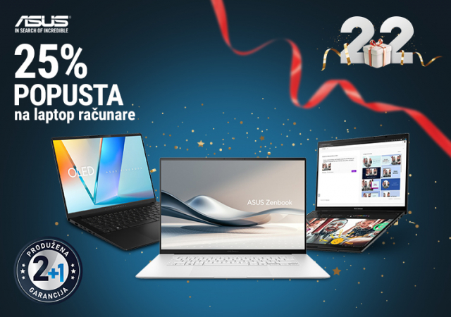 25% popusta na ASUS laptop računare