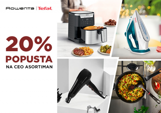 Rowenta i Tefal - 20% popusta na male kućne i kuhinjske aparate, aparate za negu i posuđe