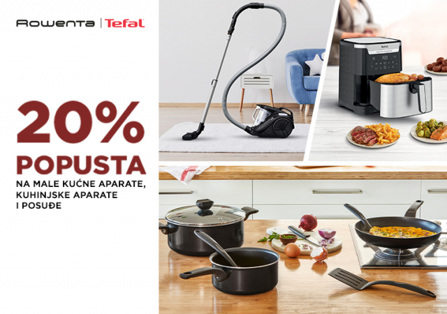 20% popusta na Rowenta i Tefal male kućne, male kuhinjske aparate i posuđe