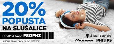 20% popusta na Skullcandy, Philips, Pioneer slušalice uz promo kod