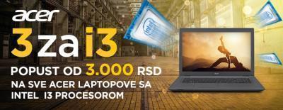 Popust od 3.000 RSD na Acer laptopove sa i3 procesorom