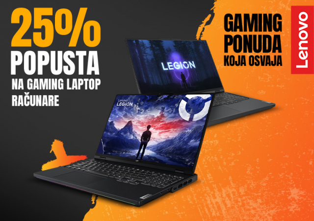 25% popusta na Lenovo gejming laptop računare