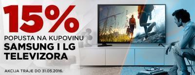 15% popusta na kupovinu Samsung ili LG televizora