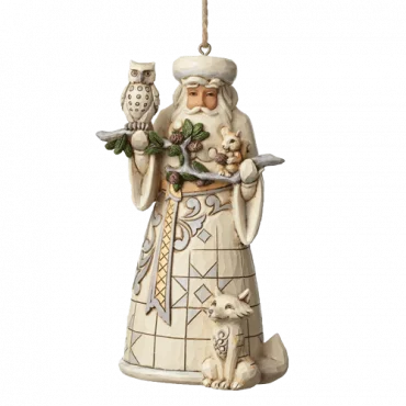 JIM SHORE White Woodland Santa Ornament - 4050011