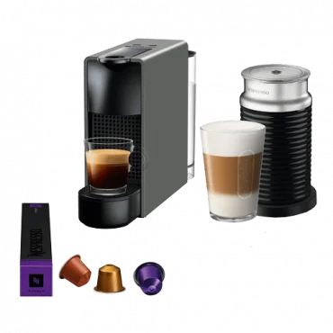 NESPRESSO Aparat za espresso kafu i aparat za pravljenje pene od mleka Essenza Mini Gray i Aeroccino 3, A3NC30EUGR-TX