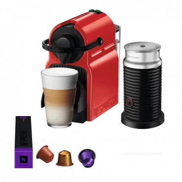NESPRESSO Aparat za espresso kafu i aparat za pravljenje pene od mleka Inissia Red i Aeroccino 3, A3NC40EURE-TX