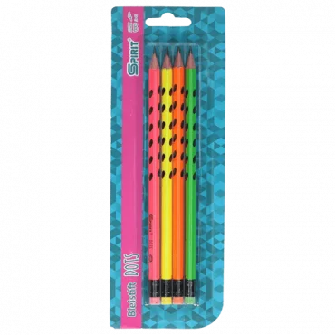 SPIRIT Drvene olovke Neon dots 4kom