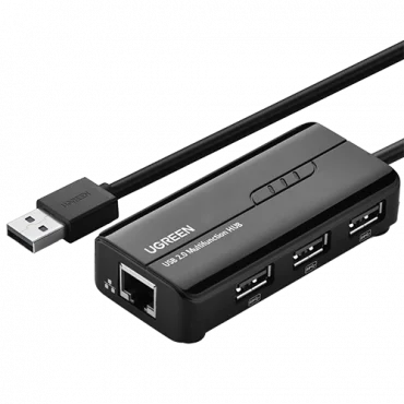 UGREEN USB 2.0 Hub sa 3 USB port i RJ45 (Crna)