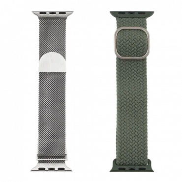JUST IN CASE Zamenske narukvice 2u1 za Apple pametne satove 38-41mm Silver-Green