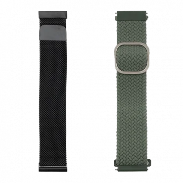 JUST IN CASE Zamenske narukvice 2u1 za pametne satove 22mm Black-Green