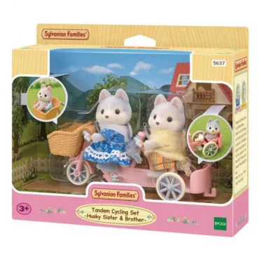 SYLVANIAN EC5637 Tandem cycling husky sister & brother set