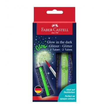 FABER CASTELL 125092 Glitter glow in the dark tube 2x12ml