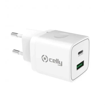 CELLY TC2USBUSBC20WWH USB-A + USB-C 20W (Beli) Adapter