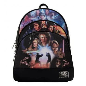 LOUNGEFLY Star Wars Trilogy 2 Triple Pocket Mini ranac