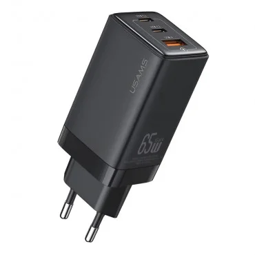 USAMS US-CC180C02 GaN USB-A/USB-C 65W (Crni) Adapter