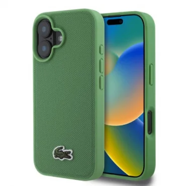 LACOSTE Zaštitna maska sa MagSafe za iPhone 16 Woven Logo Green