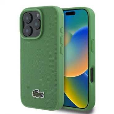 LACOSTE Zaštitna maska sa MagSafe za iPhone 16 Pro Woven Logo Green